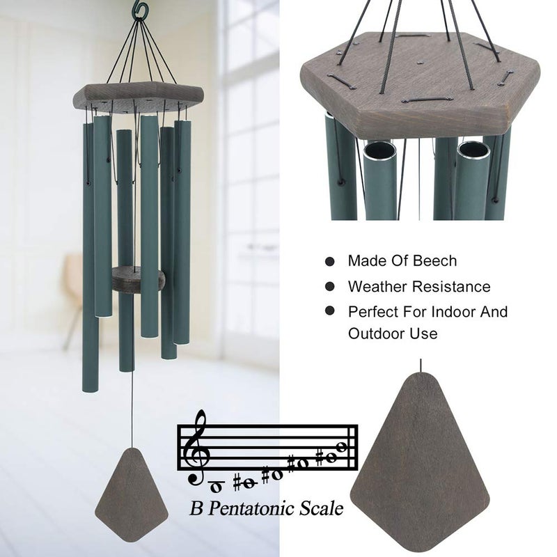 ASTARIN Memorial Wind Chimes for Outside  Wind Chime Outdoor Deep Tone  Sympathy Wind-Chime Personalized with 6 Tuned Tubes  Elegant Chime for Garden Patio Balcony and Home Green - Image 3